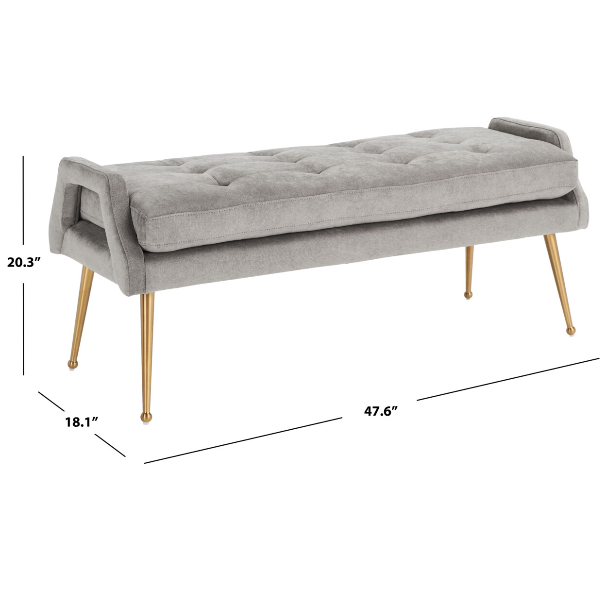 SAFAVIEH Everdeen Bench | Silver Grey / Gold |