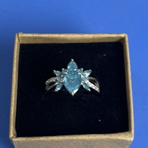 Bomb Party "Spider" Ring (Size 10) LC Blue Spinel Ice Crystal on .925 Sterling