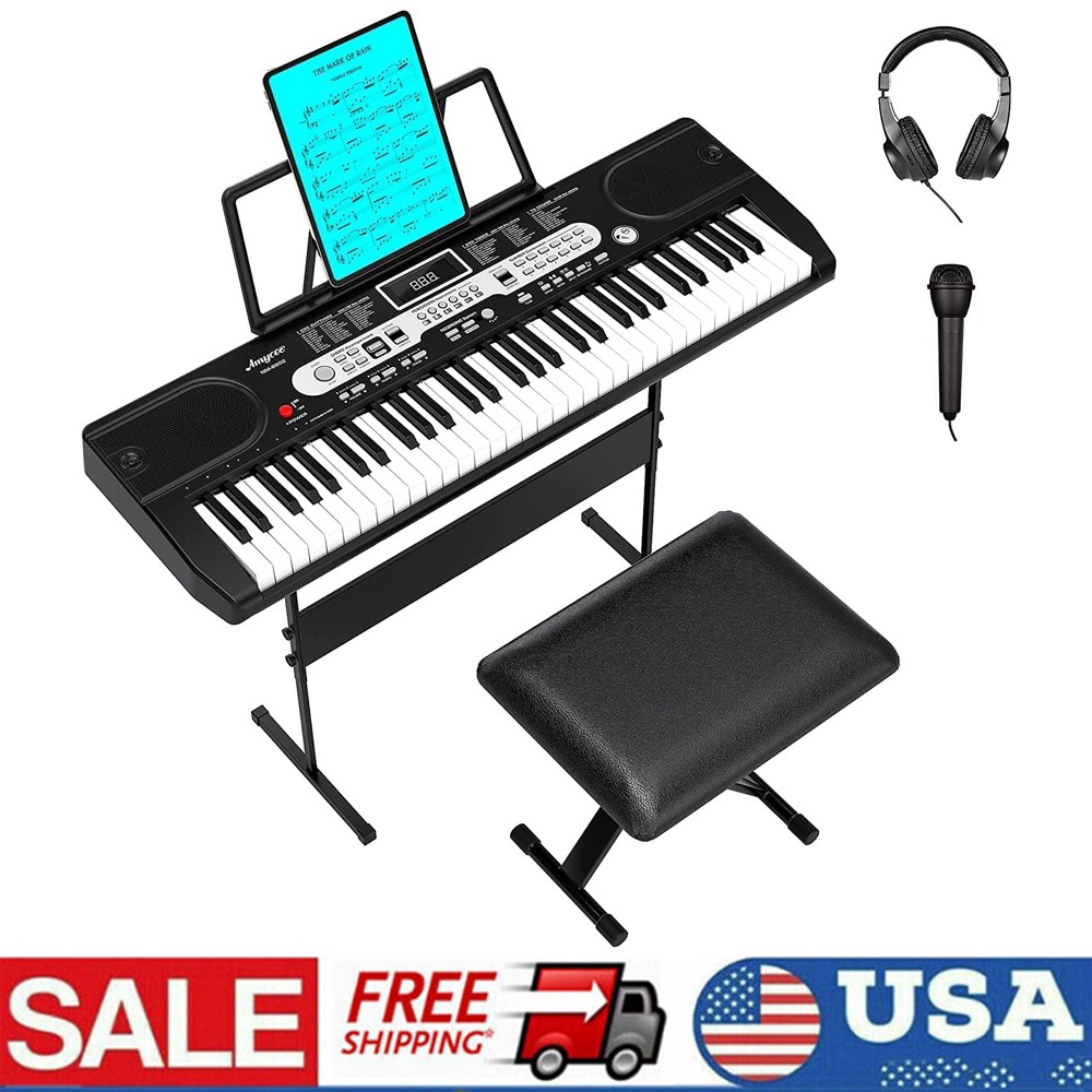 61 Key Digital Piano Music Keyboard - Electronic Keyboard Stand for Beginners US