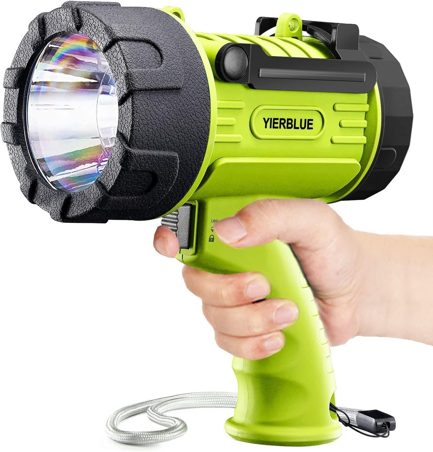 YIERBLUE Rechargeable Flashlight with 2000,000 High Lumen LED, IP67 Waterproof L