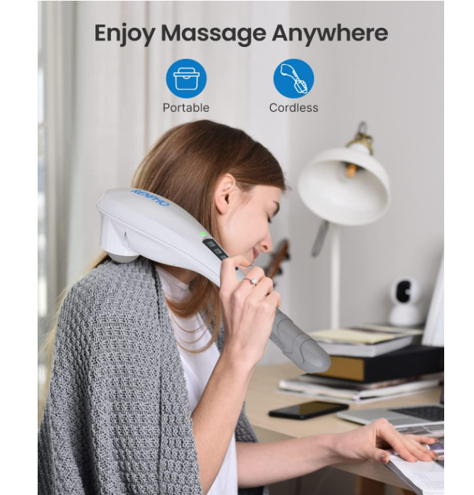 Rechargeable Hand Held Massager for Deep Tissue Muscle Massage, Cordless Elec...