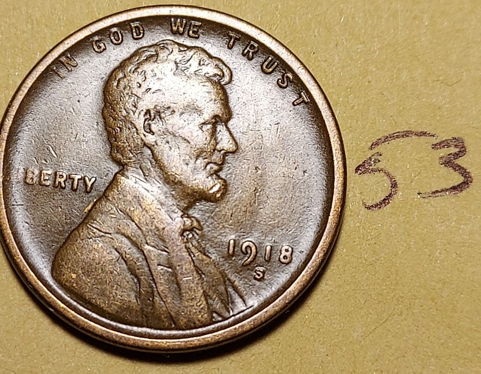1918-S Lincoln Wheat Cent FINE #53