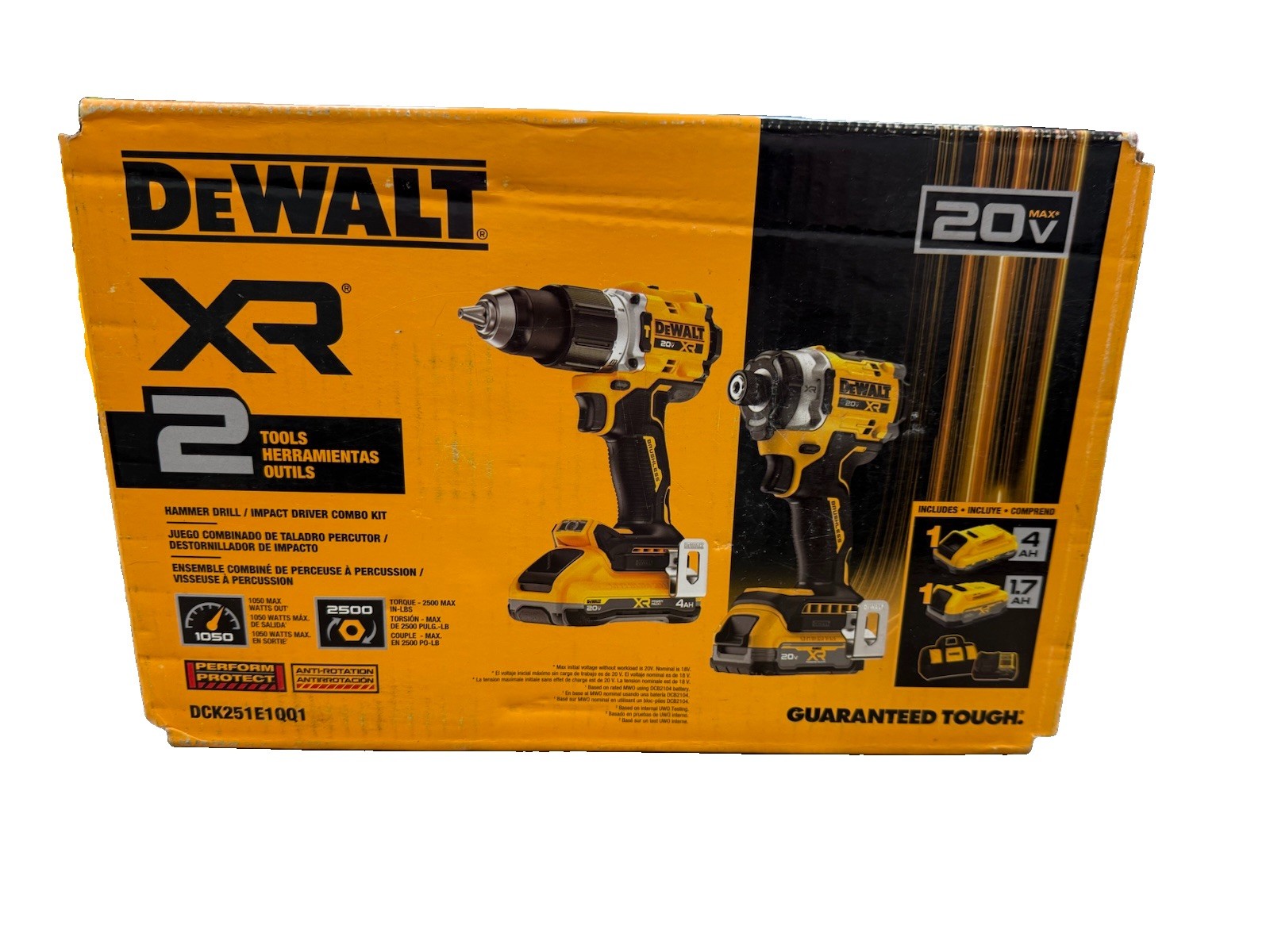 DEWALT XR 20V 2-Tool Combo Kit Hammer Drill & Impact DCK251E1QQ1 NEW IN BOX