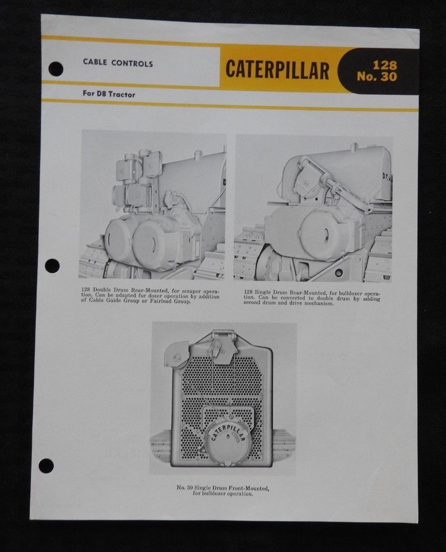 GENUINE 1961 CATERPILLAR D8 TRACTOR #30 "CABLE CONTROLS" SPECIFICATIONS BROCHURE