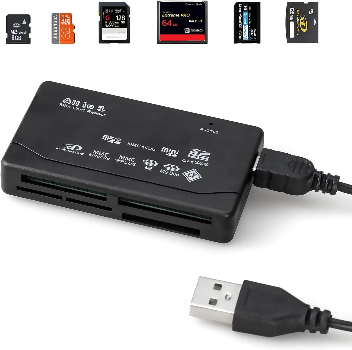 Plug & Play Card Reader: 6-in-1 for SD/Micro SD/CF/XD - Universal Compatibility