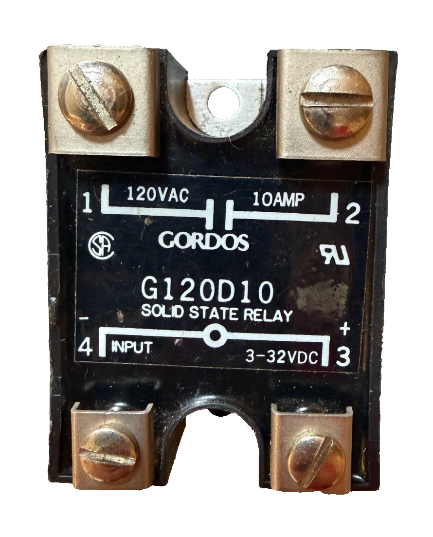 Gordos G120D10 Solid State Relay, Control: 3-32VDC, Contact: 120VAC 10A NOS