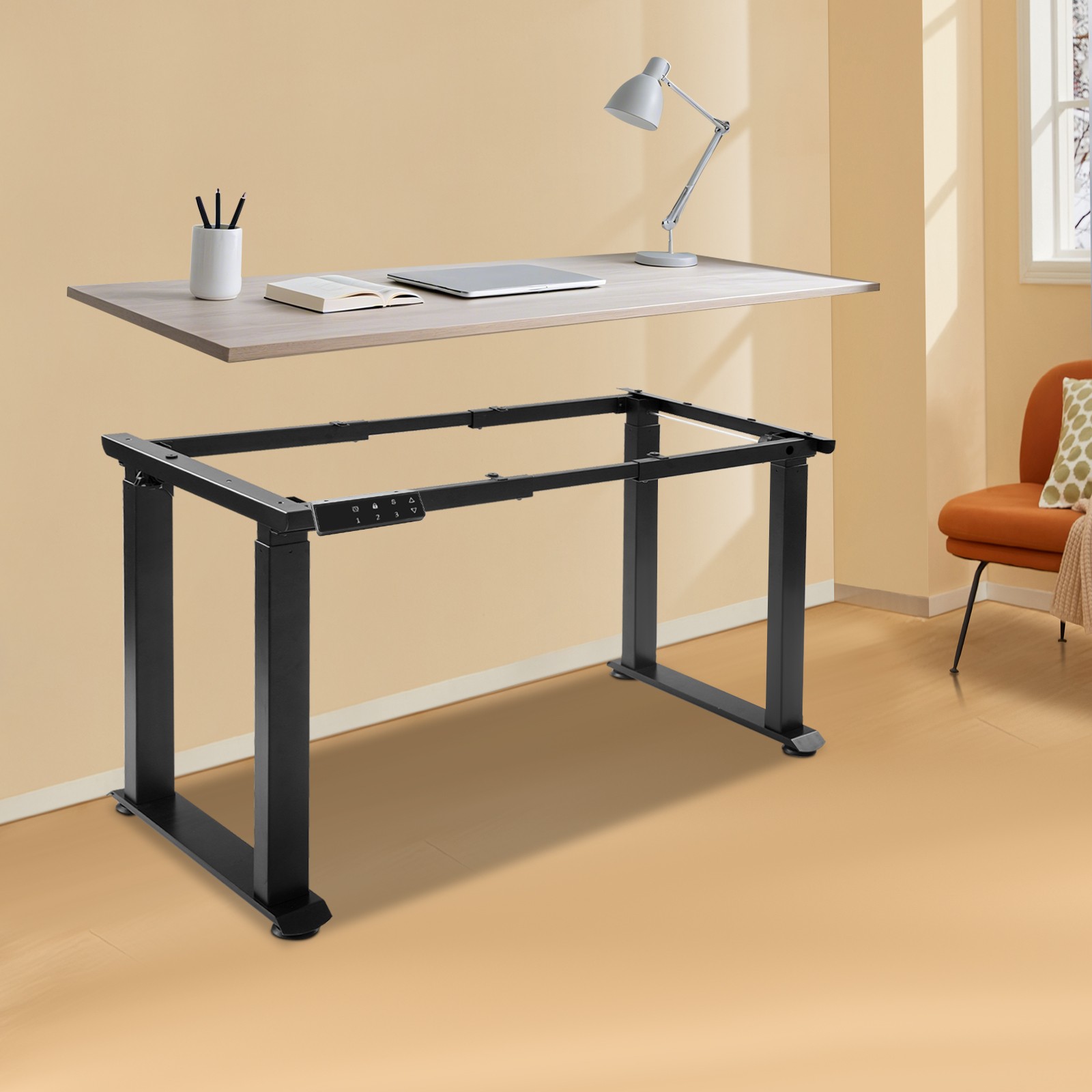 4-leg Standing Desk Frame, Desk Frame, Dual Motor Adjustable Desk Rack Frame