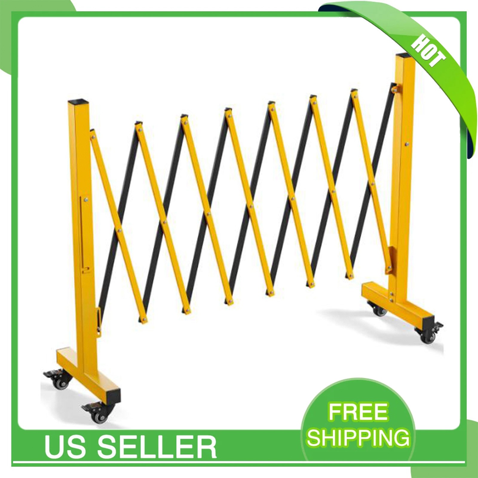 Expandable Barricade 8FT Mobile Safety Barrier Gate Retractable Traffic Fence