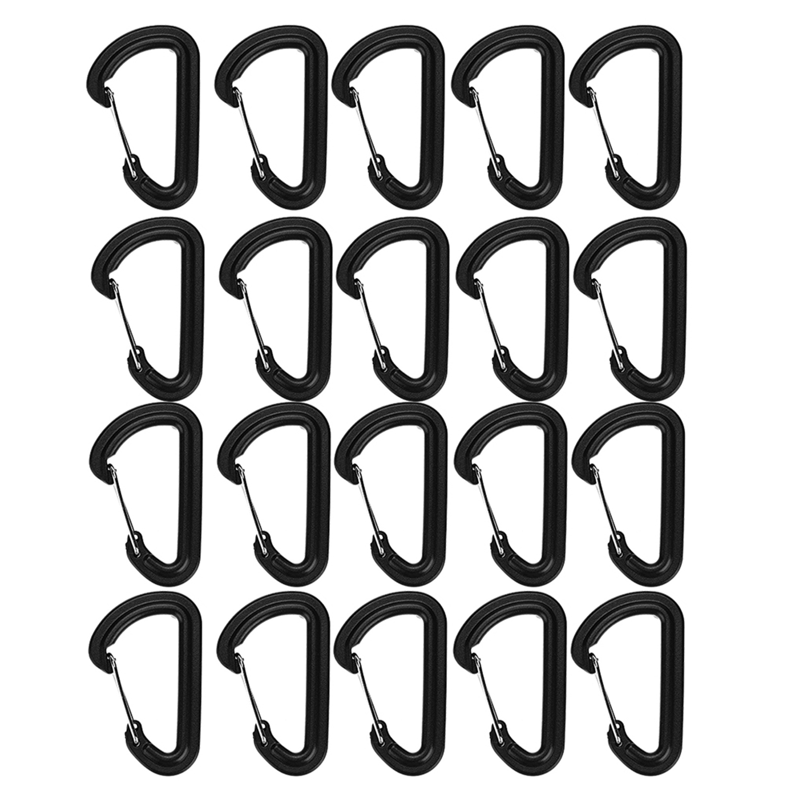 20Pcs Plastic Carabiner Climbing Hiking Locking Buckle Key Ring Outdoor FA