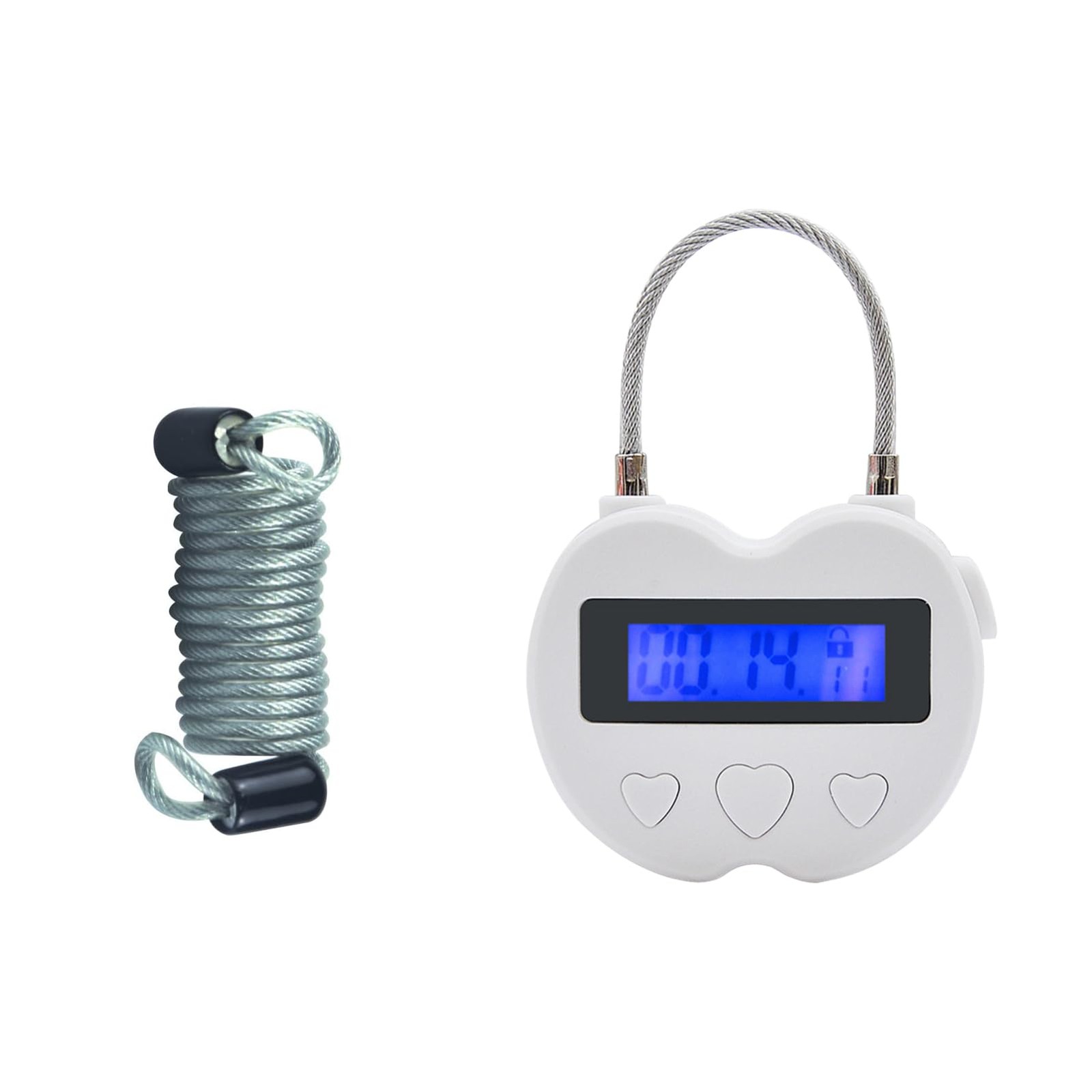 KENRONE Heart Metal Timer Lock, USB Rechargeable Compact Small, White