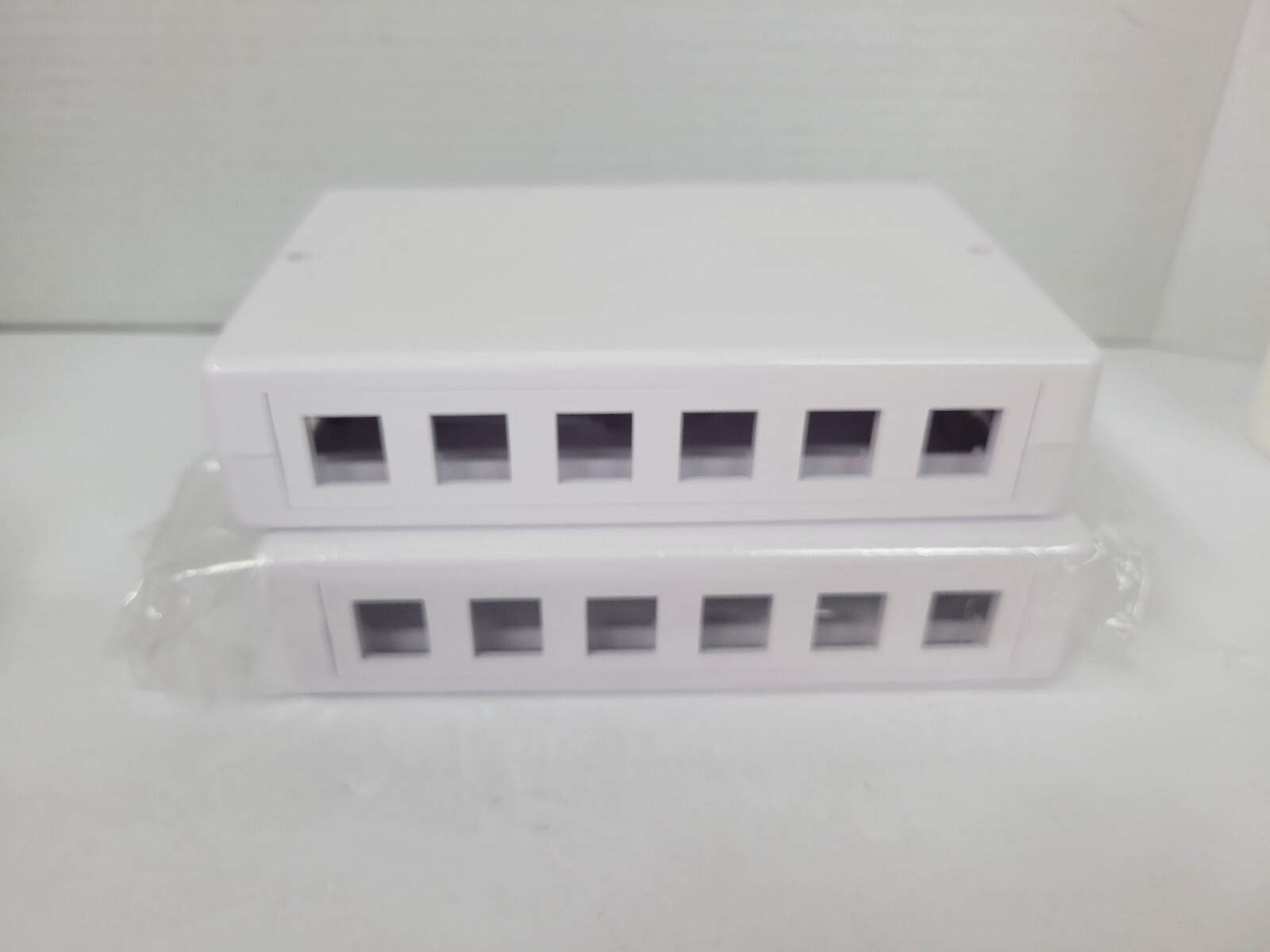 Lot of 2 -- 12 port Keystone Jack Surface Mount Box - White