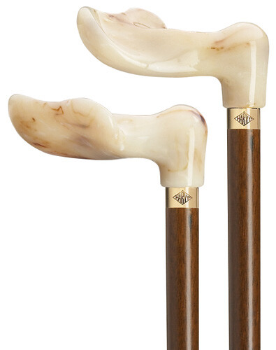 Made in Germany Ivory Palm Grip Handle-Tall Cherry Shaft-Right Hand Walking Cane