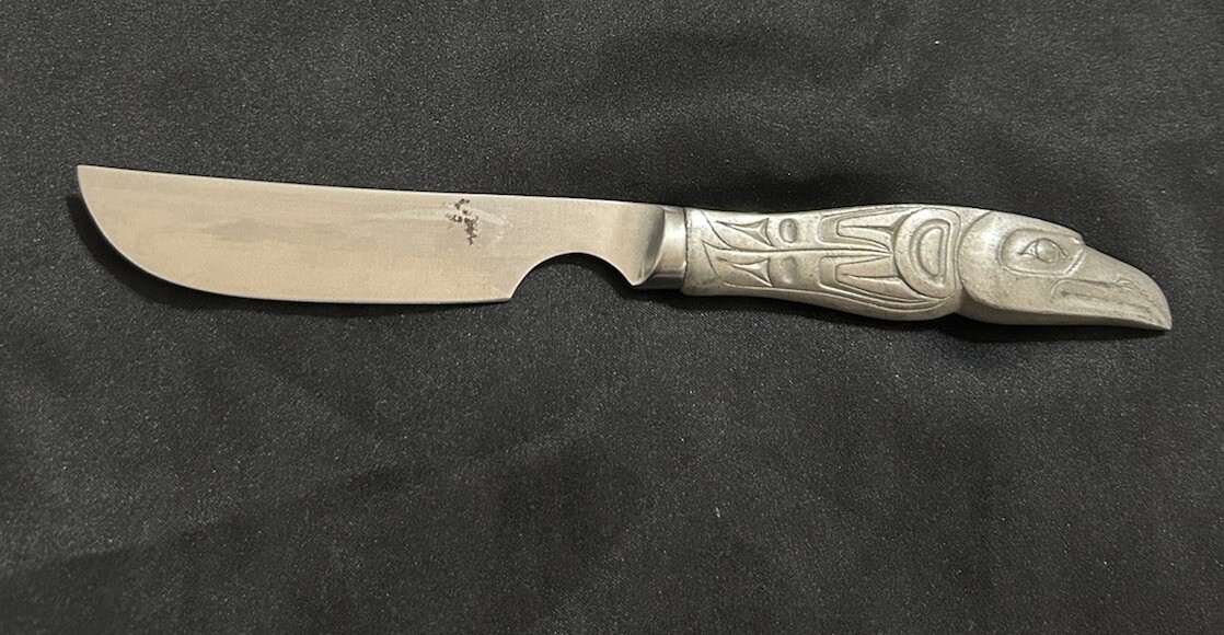 Pewter Eagle Knife 8” Cheese or Steak Cutlery Flatware Intricate Handle Canada
