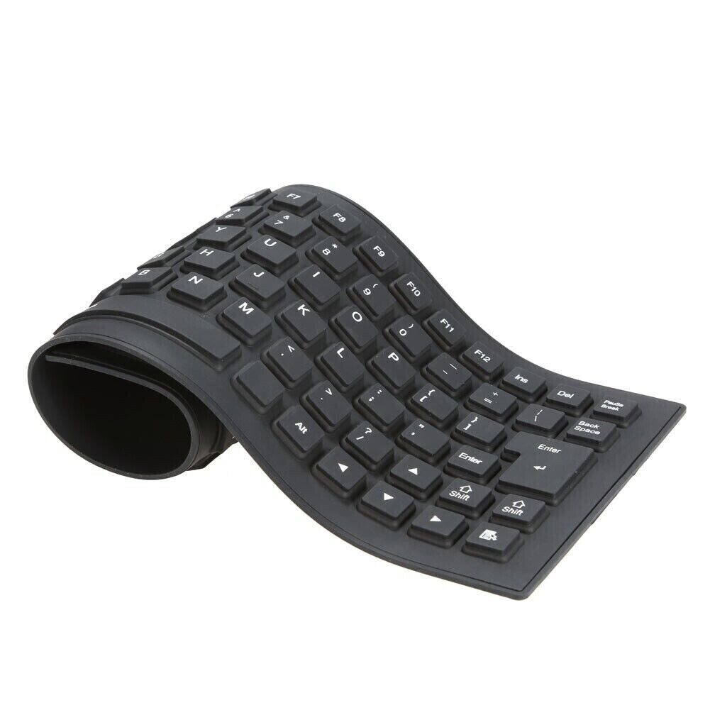 US 1-2 Pc Waterproof Silicone Keyboard Foldable Flexible USB Dustproof Full Size
