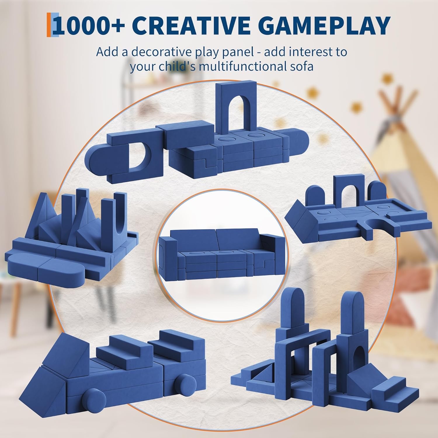 22Pcs Kids Explorer Couch: Convertible Modular Foam Play Sofa for Creative Play