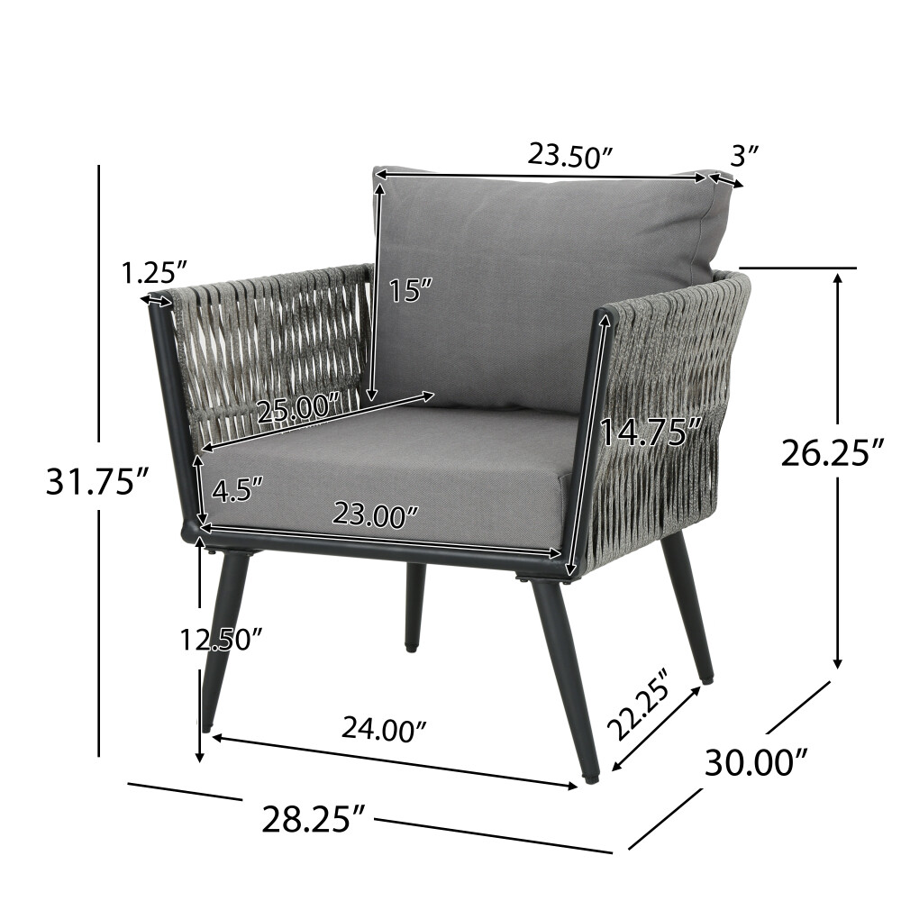 Oceanus Patio Chair - Aluminum & Faux Rattan, Removable Waterproof Cushions