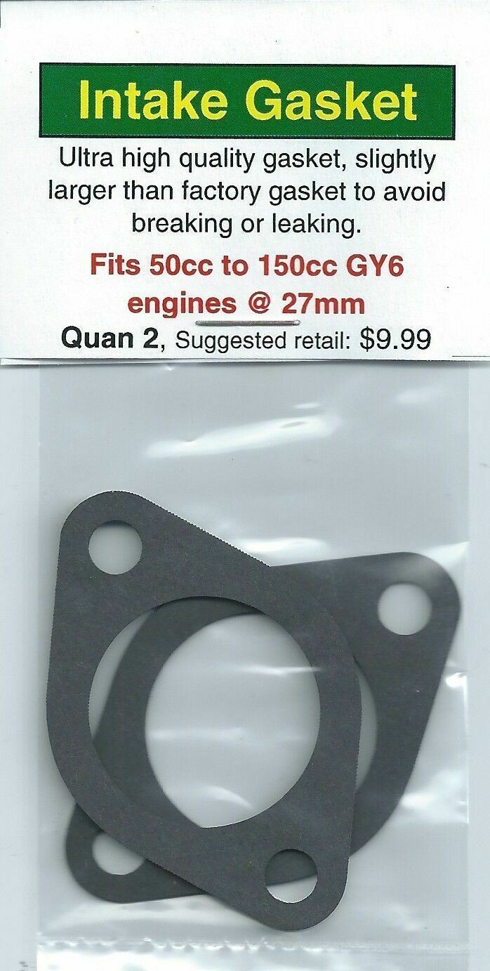 50cc, 60cc, 125cc & 150cc GY6 Motorbike 27mm Intake Manifold Gasket 2 Pack NIP