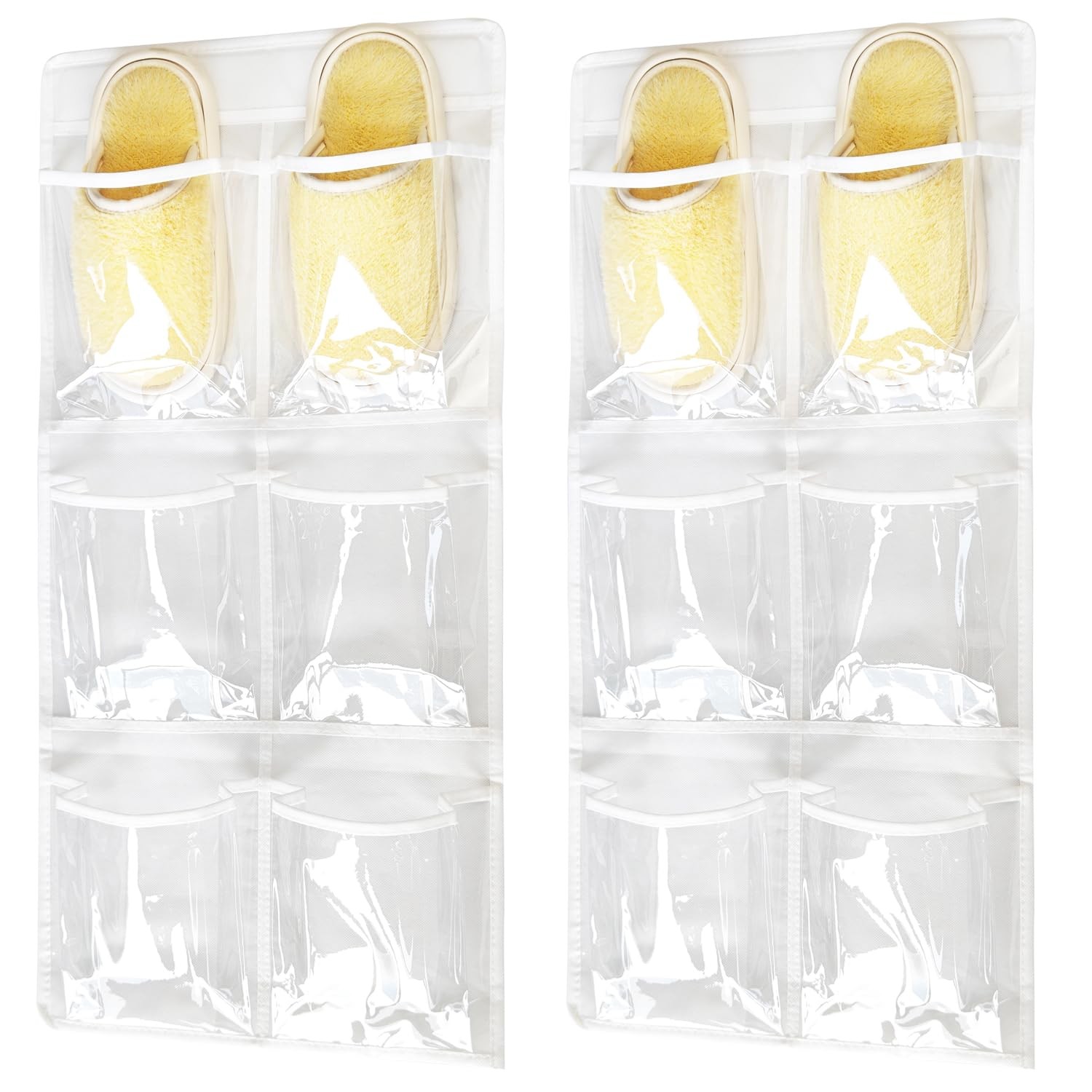 2 Pack 6 Clear Crystal Pockets Large Hanging Shoe Organizer Over The Door Sho...