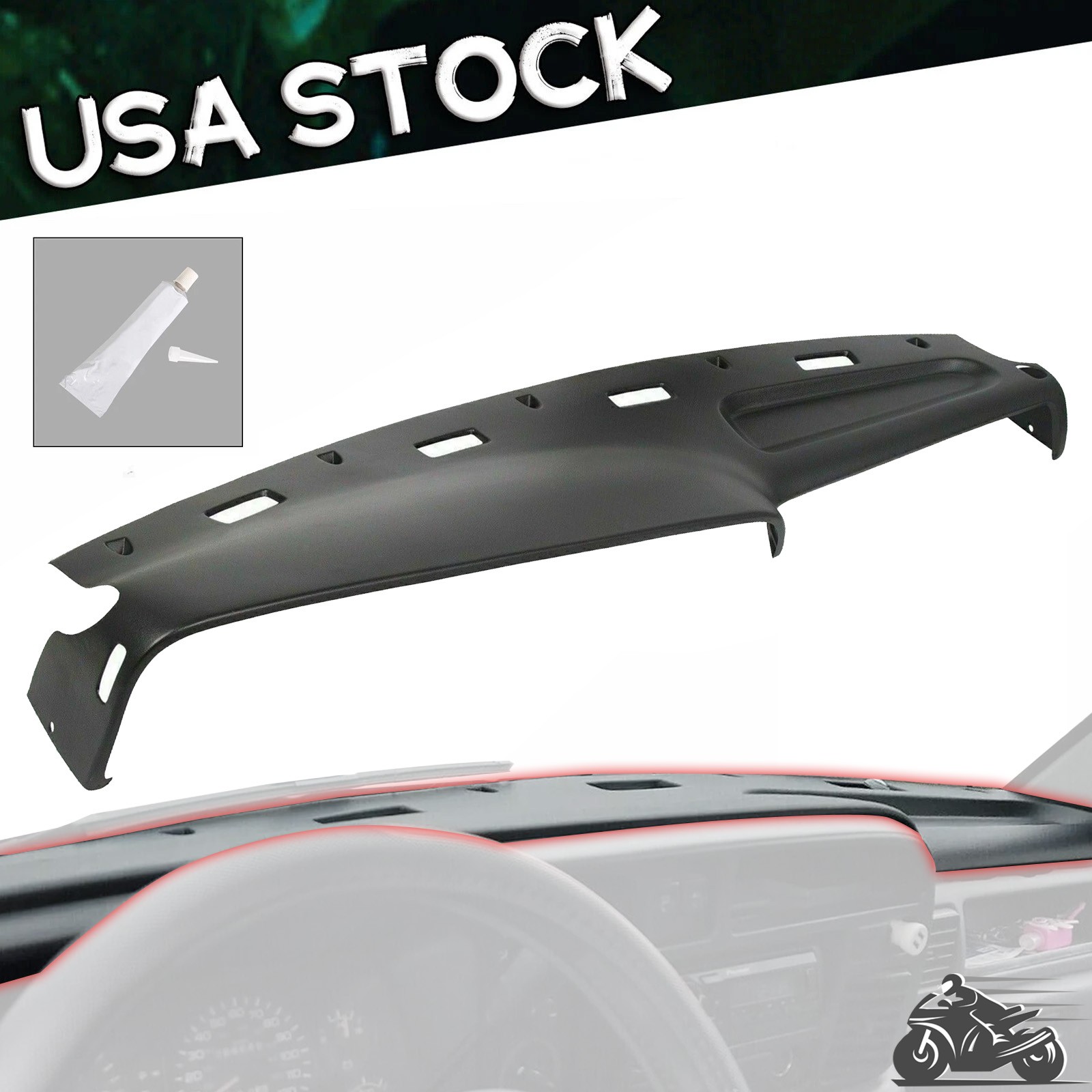 Black ABS Hard Molded Dash Board Pad Cap Cover For 1994-1997 Dodge Ram 1500 2500