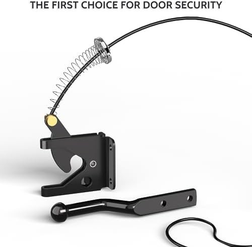 Gate Latch with Spring Cable Pull for Fence Gate - Carbon Steel - Black,Self ...