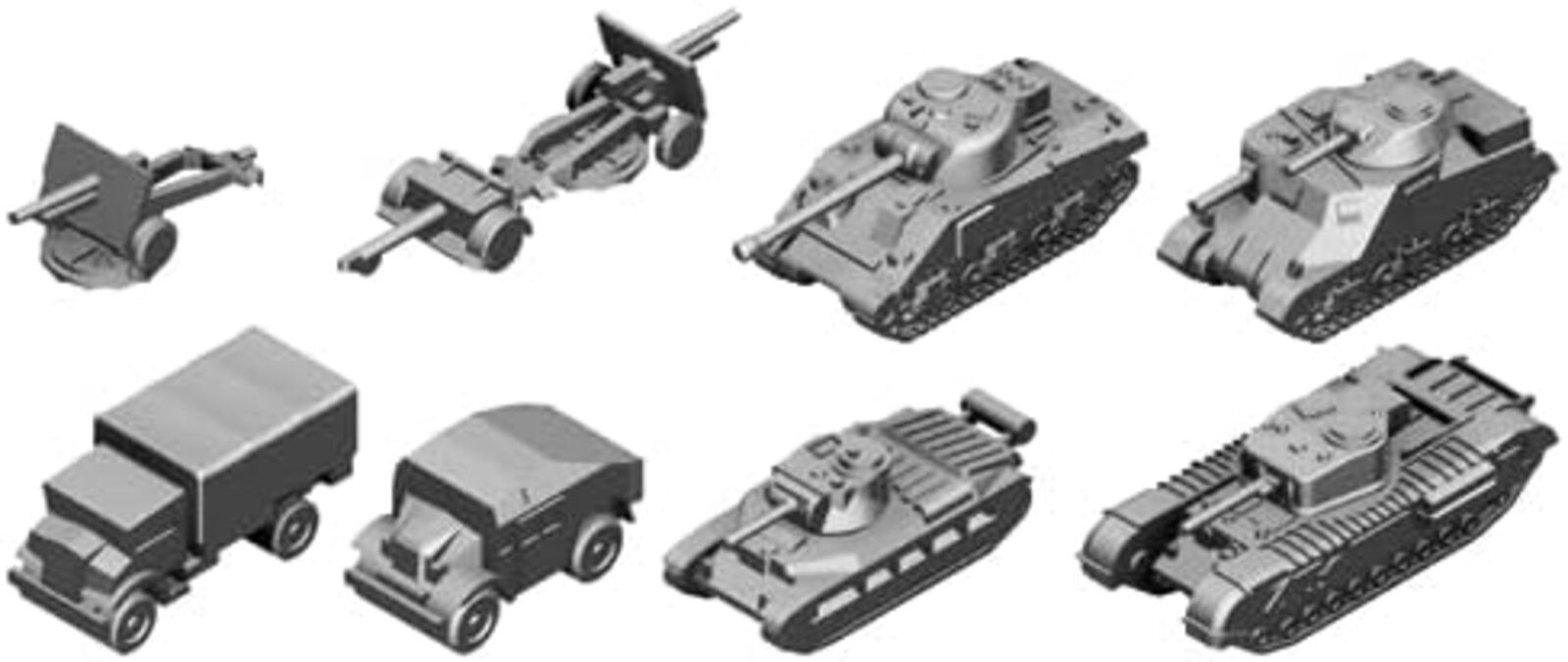 PIT-ROAD 1/700 MI SERIES WWII British Military Vehicle Set 1 Model Kit MI08 F/S