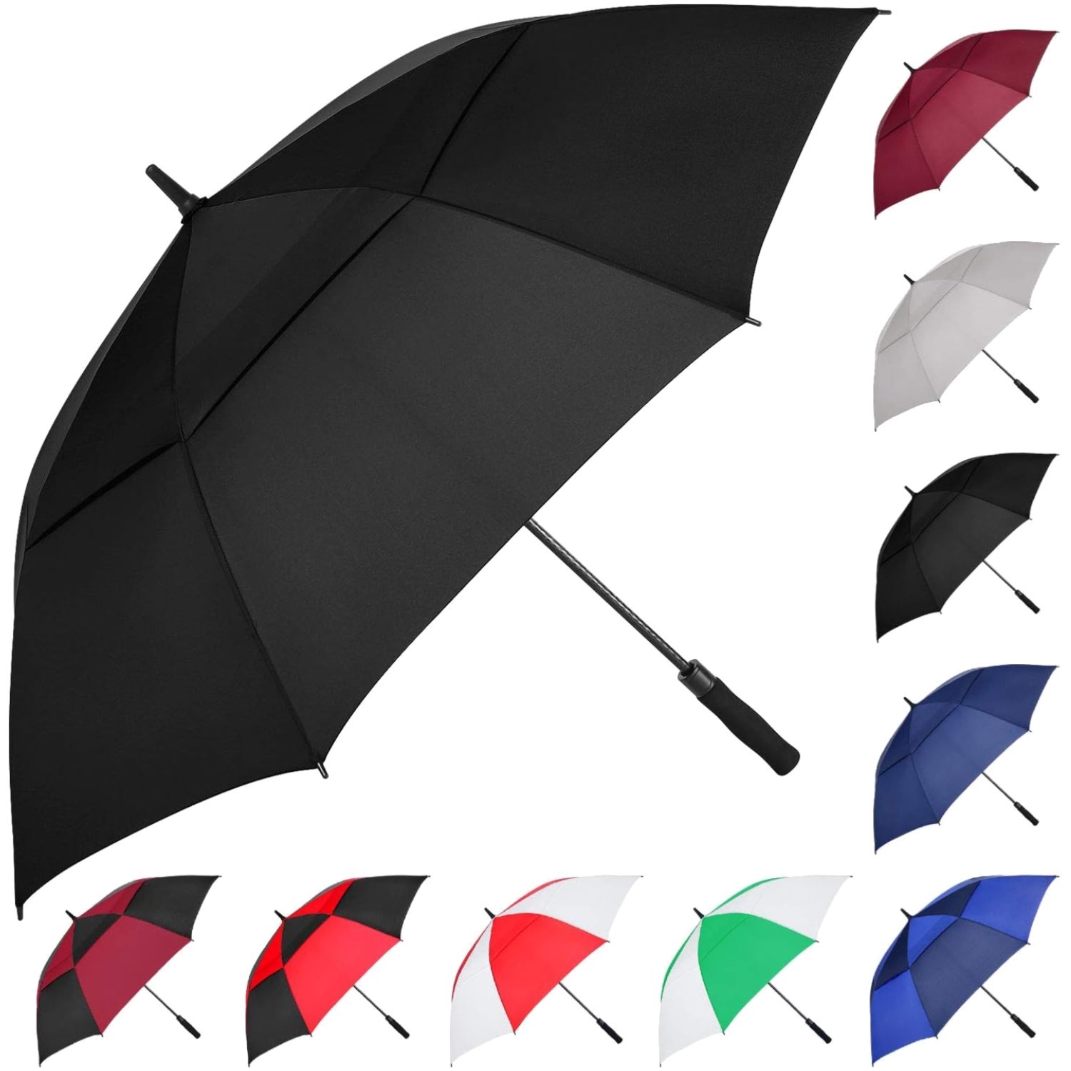 Heavy Duty 62/68/72 Inch Golf Umbrella – Auto Open, Windproof, Waterproof Cover