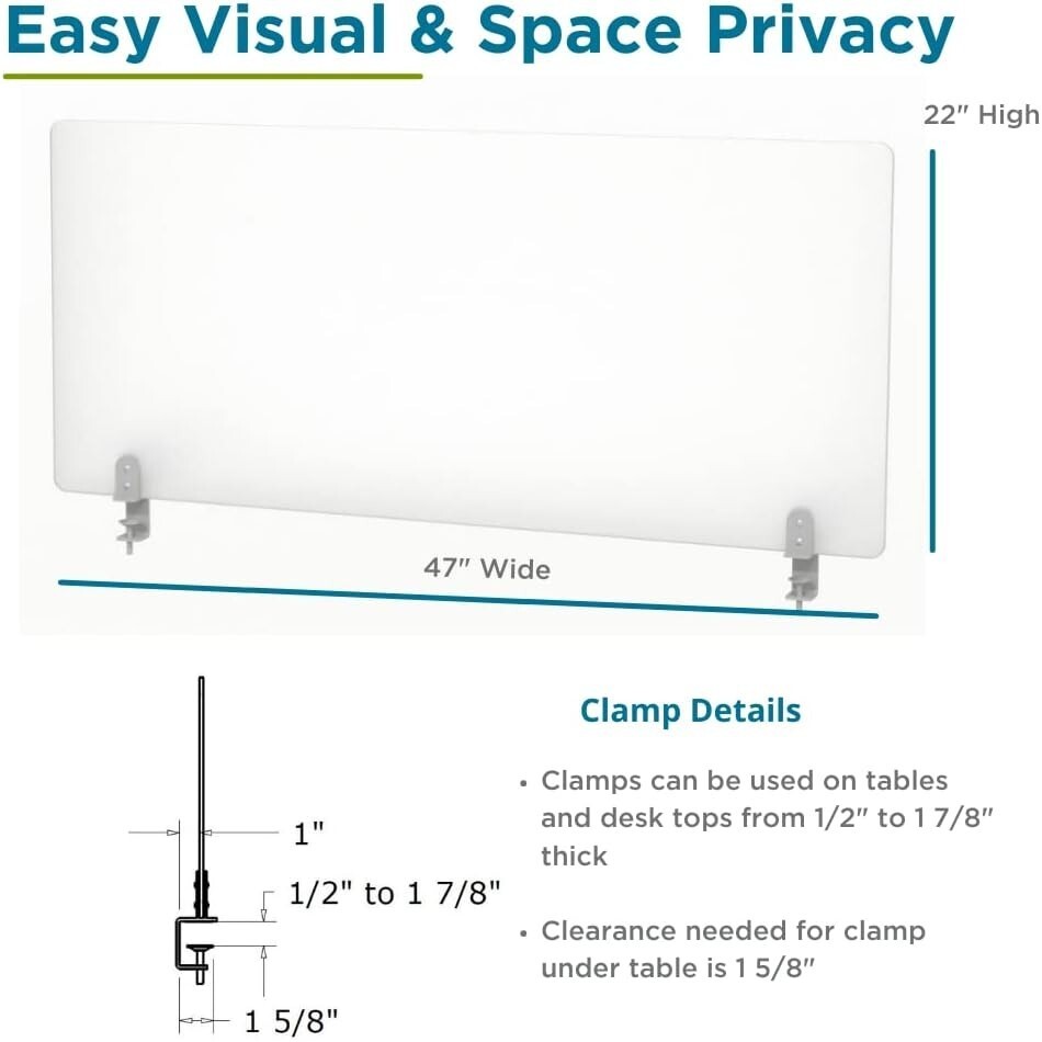 VaRoom Desk Dividers For Students Desk Privacy Panel 47"x22"