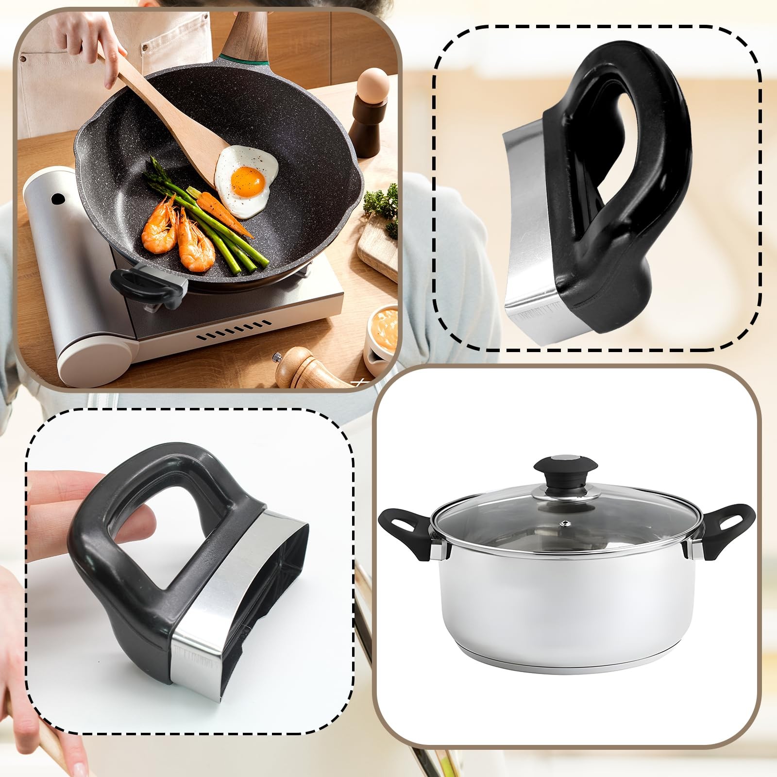 4 PCS Universal Pot Handle Replacement For Sauce Cooker Steamer Short Side