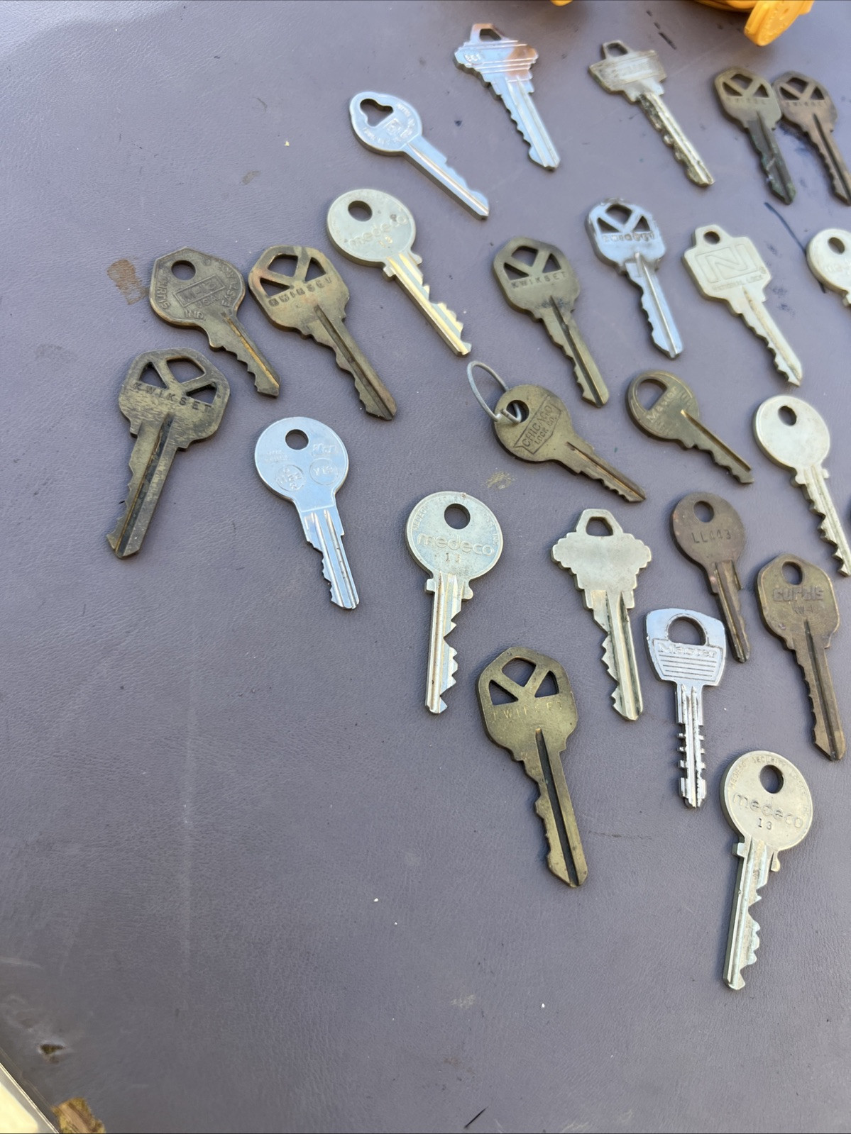 2 Master Lock Tough Under Fire Padlocks Yellow - No Keys - Plus Key Lot -Medeco