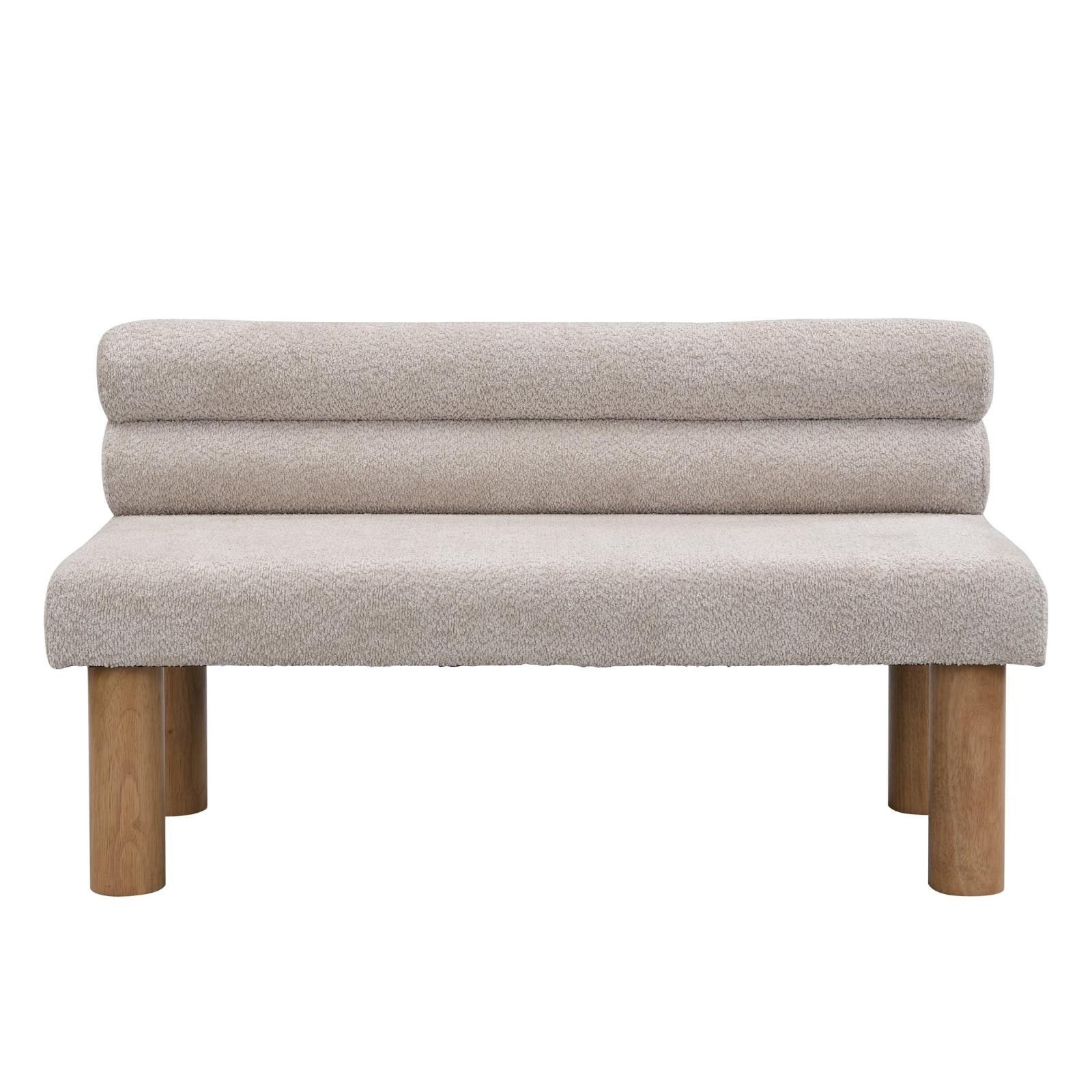 Rustic Modern Dining Bench Upholstered With Backrest And Natural Solid Wood Leg