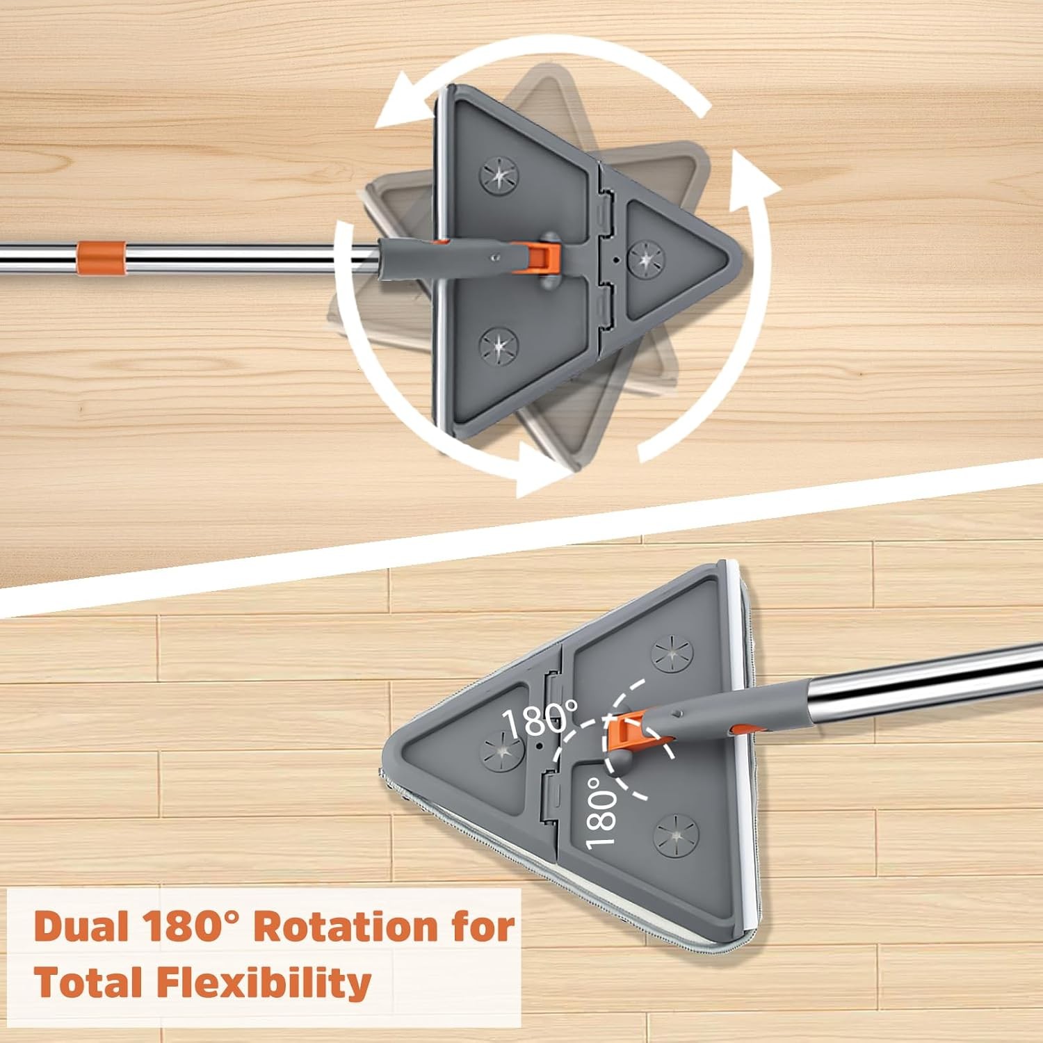 Wall Cleaner Mop with 94" Long Handle, 2-in-1 Triangle & Rectangle Head