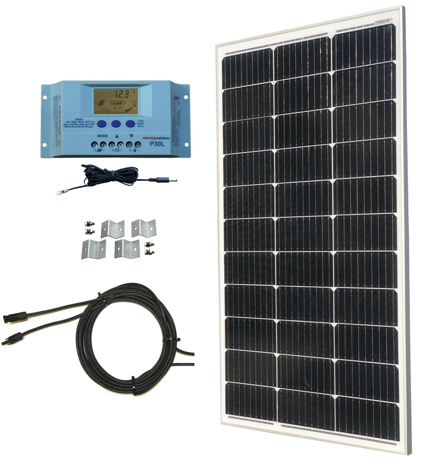 100 - 400 Watt Solar Panel Kit w/ LCD Charge Controller 12/24V RV Boat Off Grid