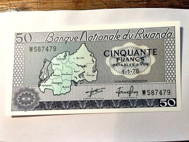 1976 Rwanda 50 Francs/New Holder/P-7cW/CU #11730