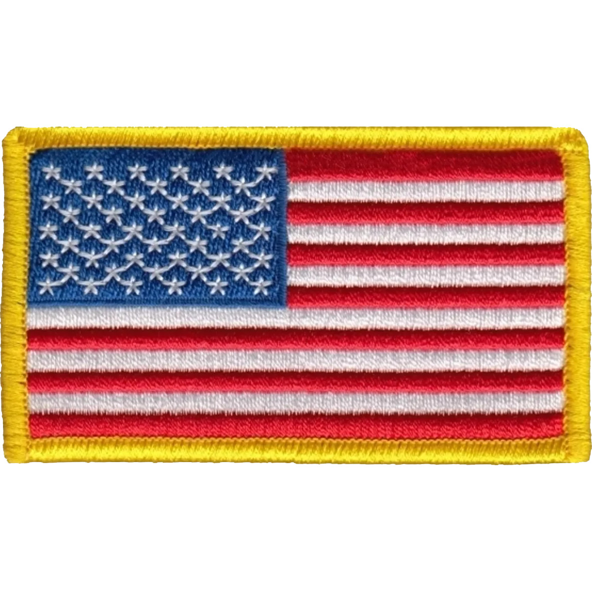 UNITED STATES OF AMERICA FLAG PATCH: Standard Gold Border with Hook & Loop, S...