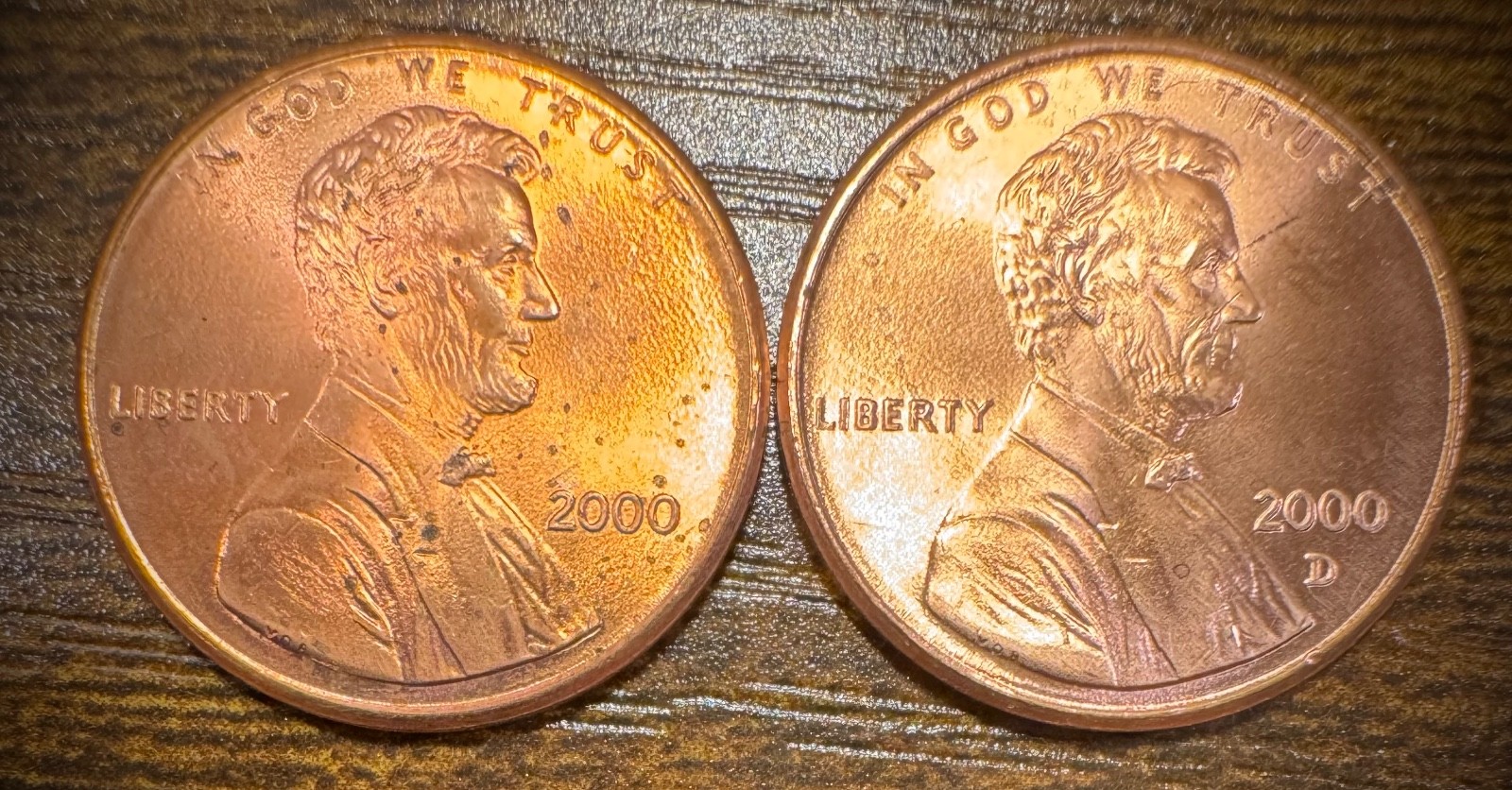 2000 P & D Lincoln Memorial Cent BU 2 Coin Set From Original Rolls