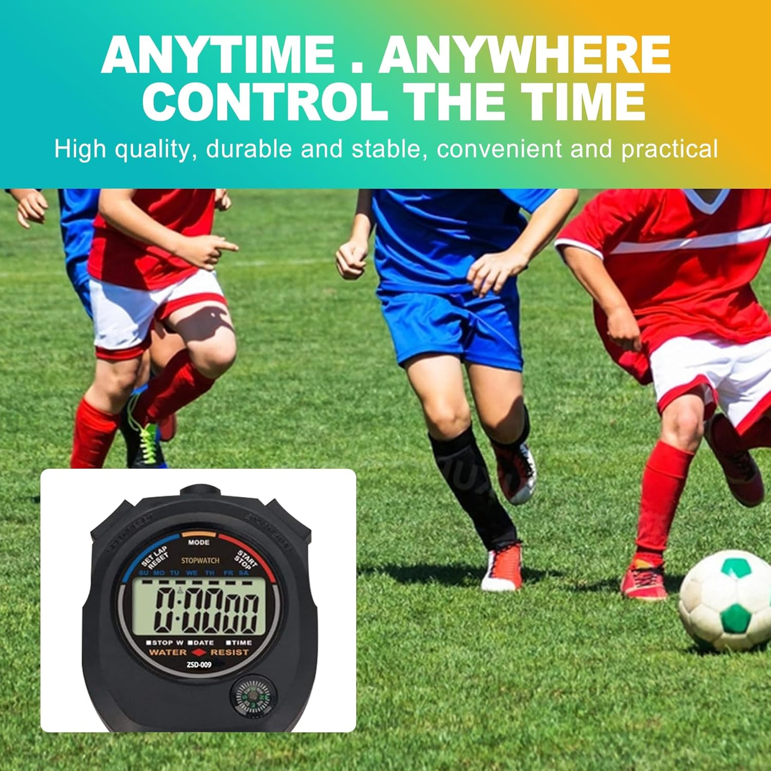 2 Pack Digital Stopwatch Timer: Large Display, 1/100 Sec Accuracy, Time/Date/Ala
