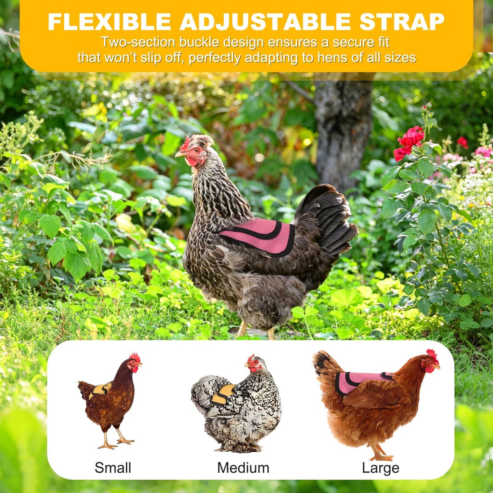 2-Pack Chicken Saddle with Adjustable Strap for Hens [Magenta]