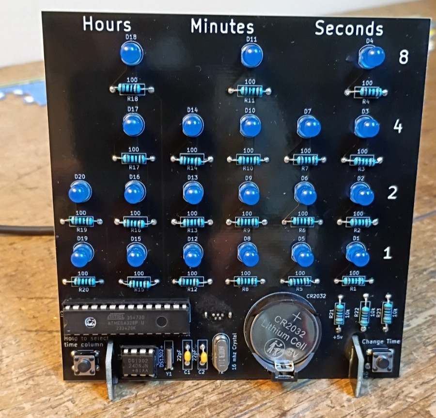 Binary Clock Kit DIY Solder Power of 2 Clock Black