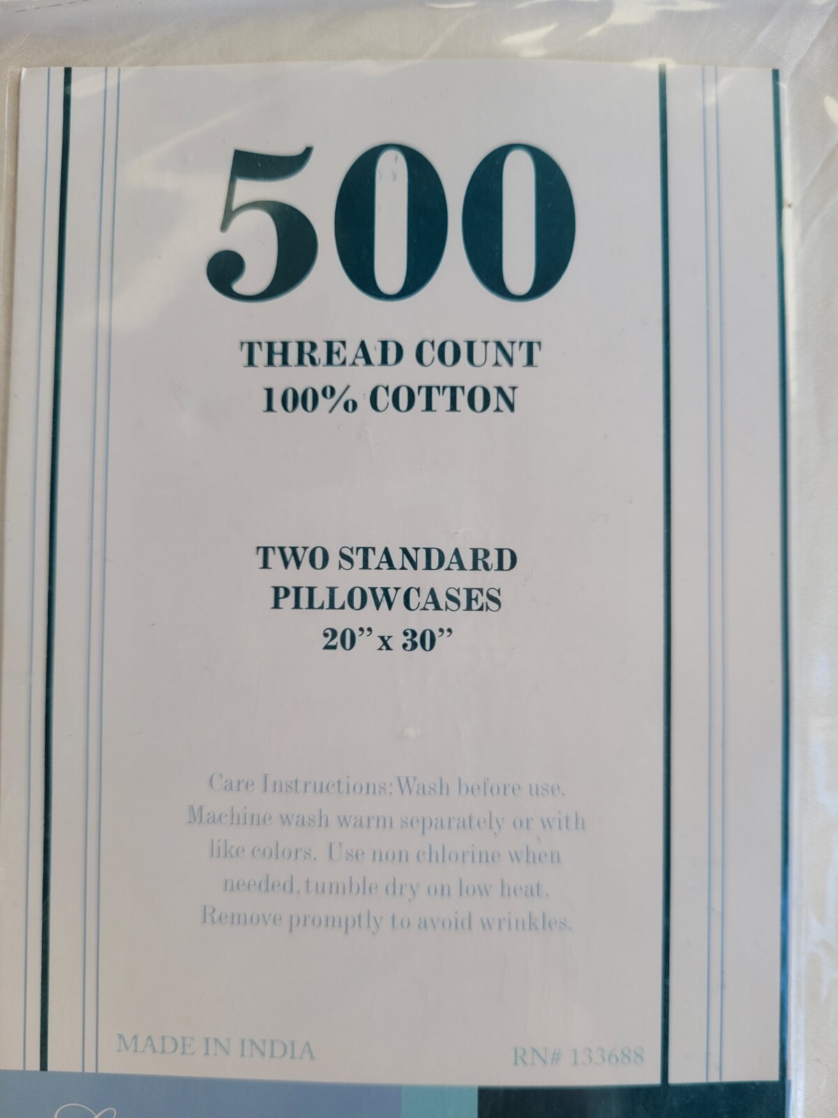 Sanctuary White 500 Thread Count Standard Pillowcase 2 Pack 20" x 30"