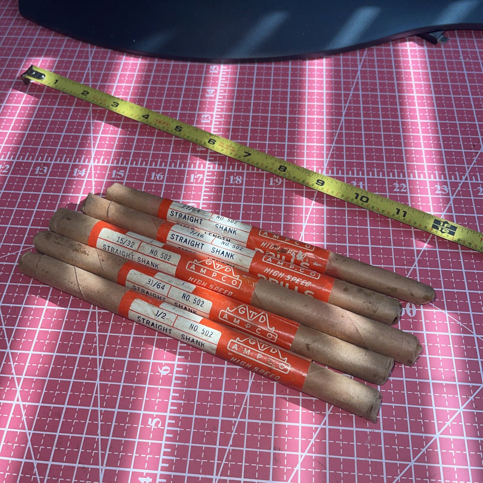 NOS GTD AMPCO USA 5 Straight Shank Drill 27/64 7/16 15/22 31/64 1/2 Bit 502 Lot