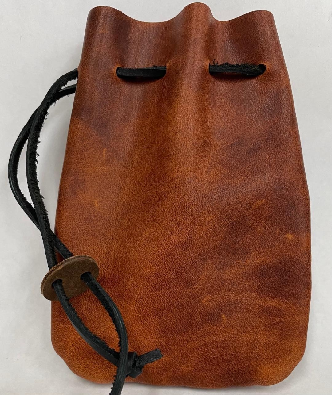 Small Black Powder waxed cowhide LEATHER Muzzleloader Ball/Shot bag  made in US
