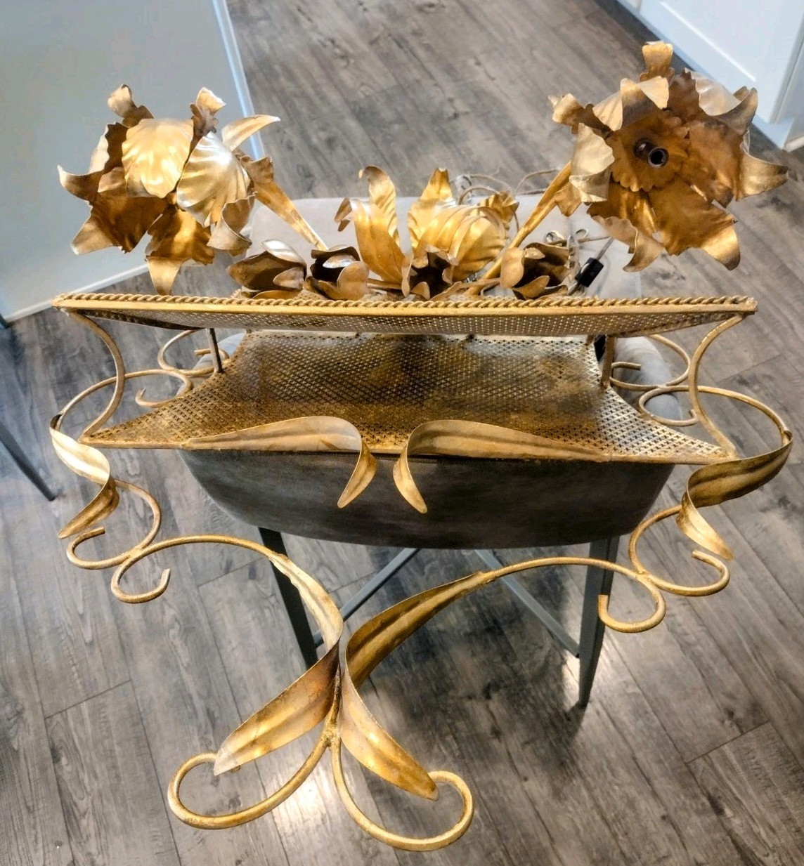 Large Vintage 1970's Gold Gilt Wall Mounted Planter Box