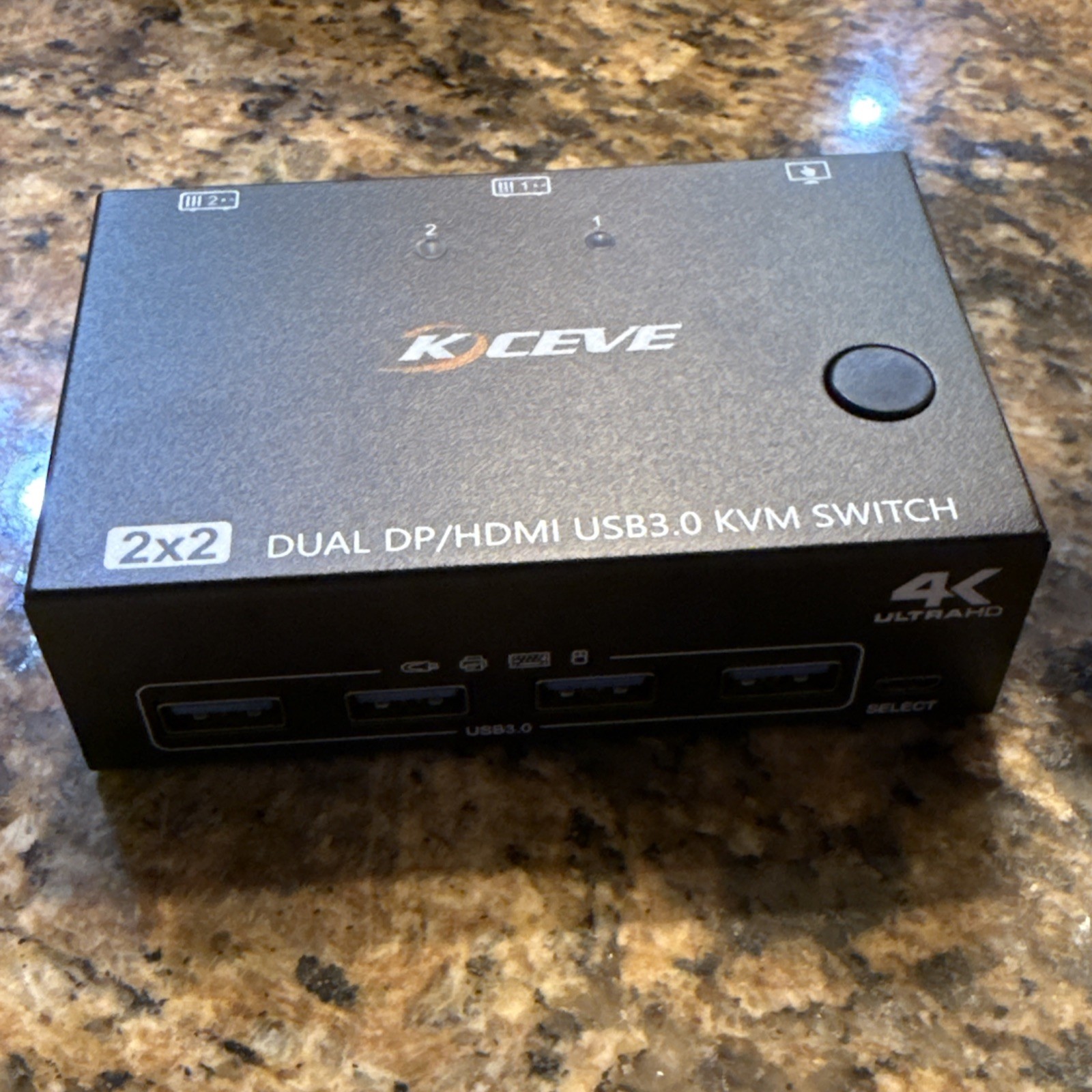 USB 3.0 Dual Monitor KVM Switch With Remote And Cables Hdmi 2x2 Kceve 2 Pc