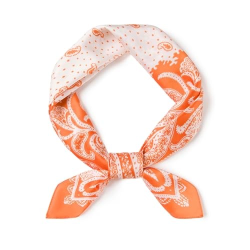 Men's Geometric Print Scarf, Western Cowboy Style, Orange-cashew Flower