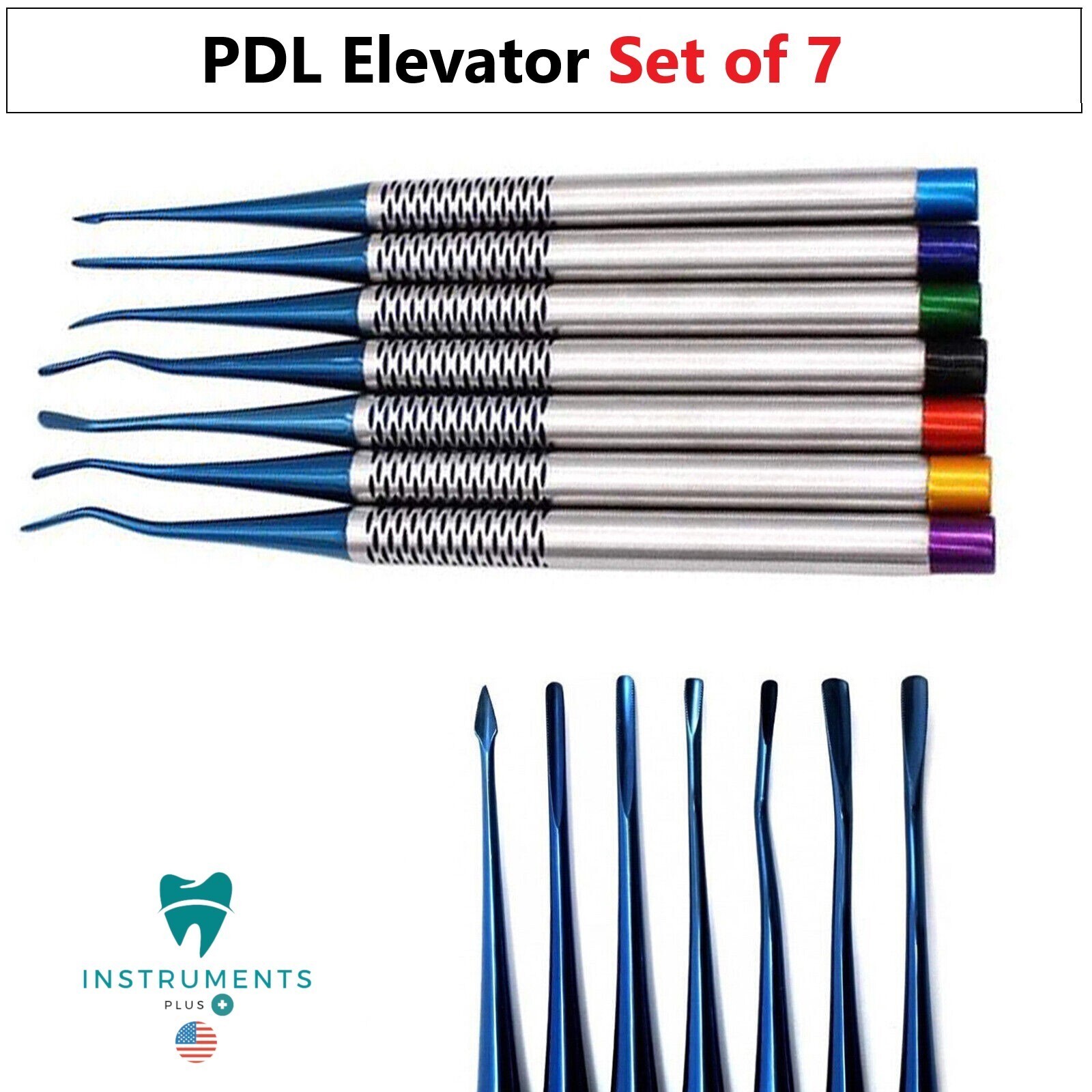 7 Pcs Dental Luxating PDL Root Elevators Surgical Periotomes Extracting Titanium