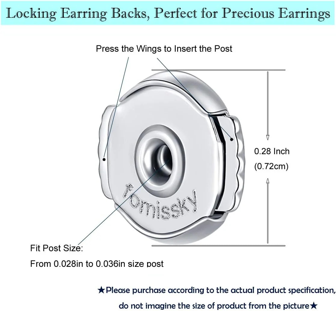 Fomissky-Sisa Locking Earring Backs for Studs, 2 Pairs Secure Spring Earing Back