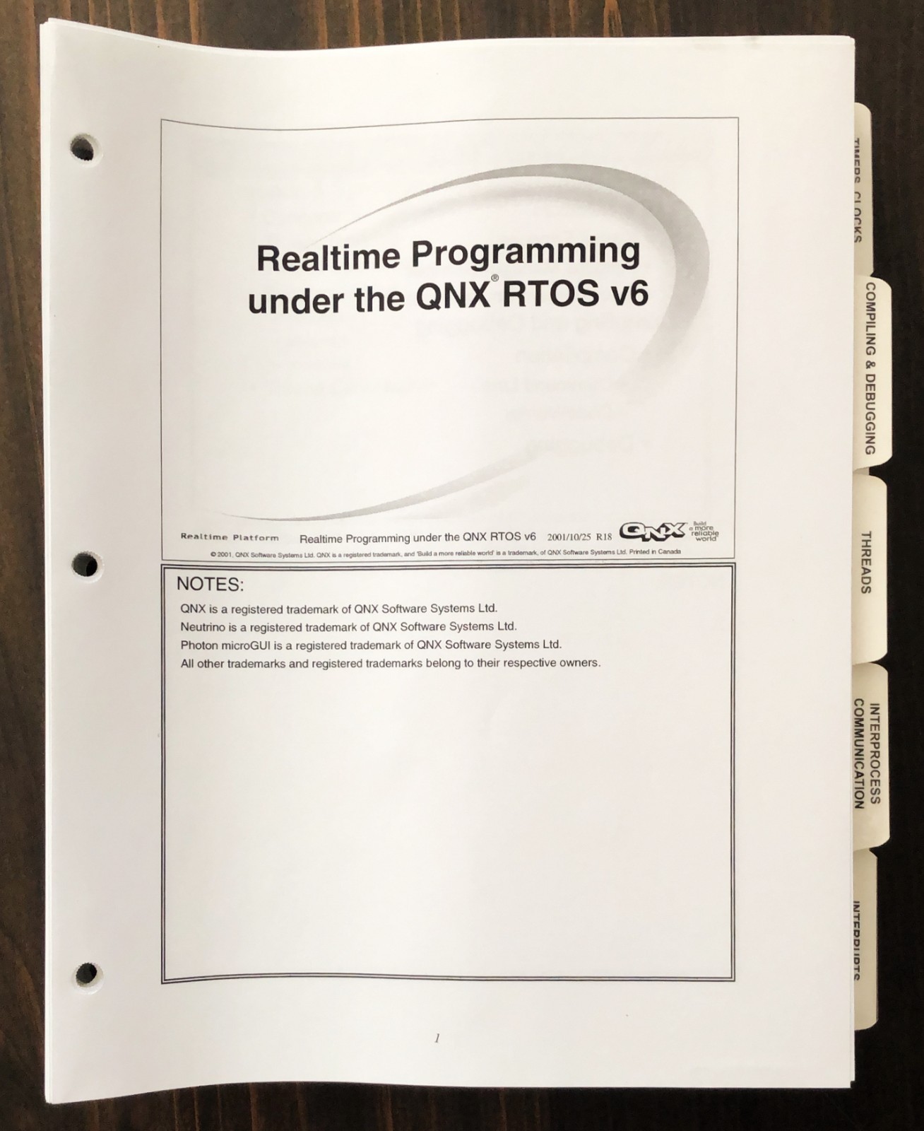 QNX Software Systems - Realtime Programming Under The QNX RTOS Course Handout
