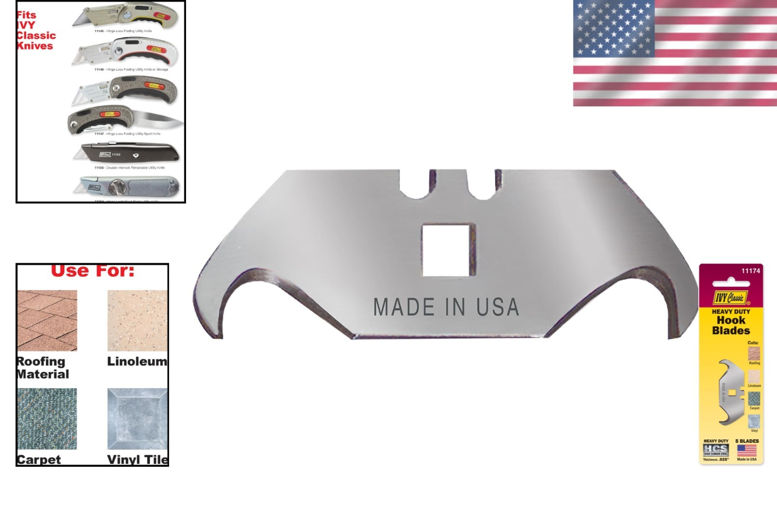 Heavy-Duty Hook Blades 5-Pack: Precision Cuts for Roofing & Flooring Needs