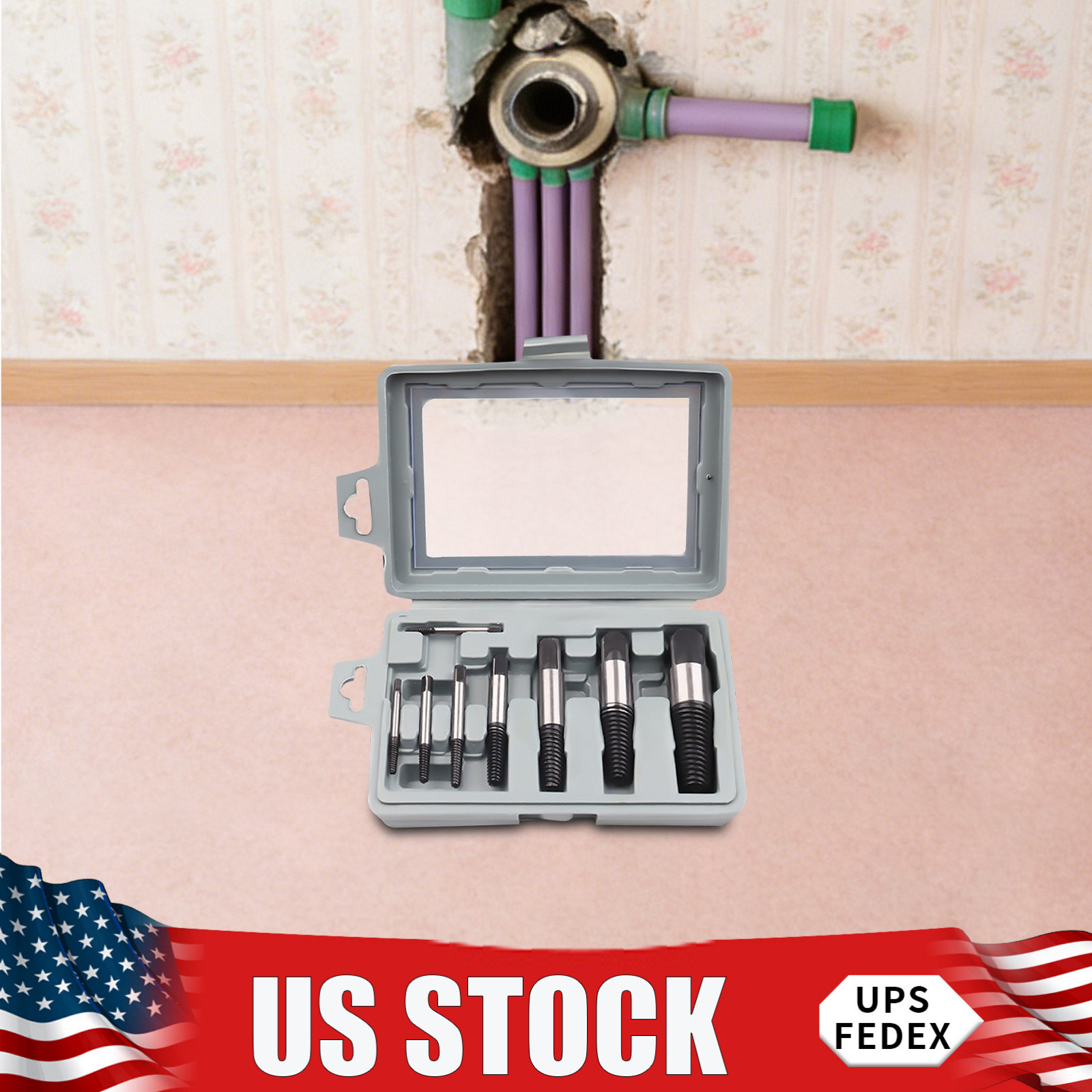 8-piece Pipe Broken Thread Extractor Set, Nut Bolt Stud Removal Tool For Home