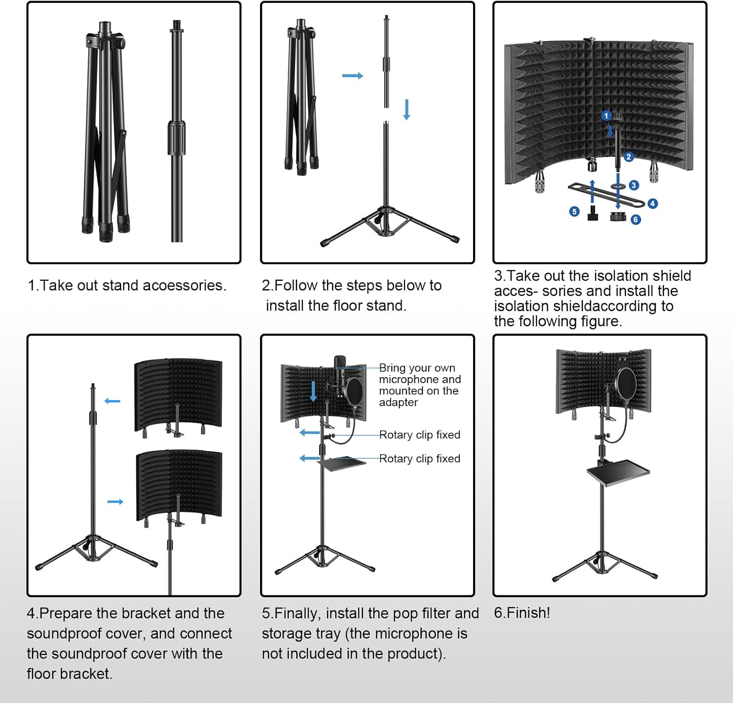 Professional Studio Recording Microphone Isolation Shield, Pop Filter,High De...